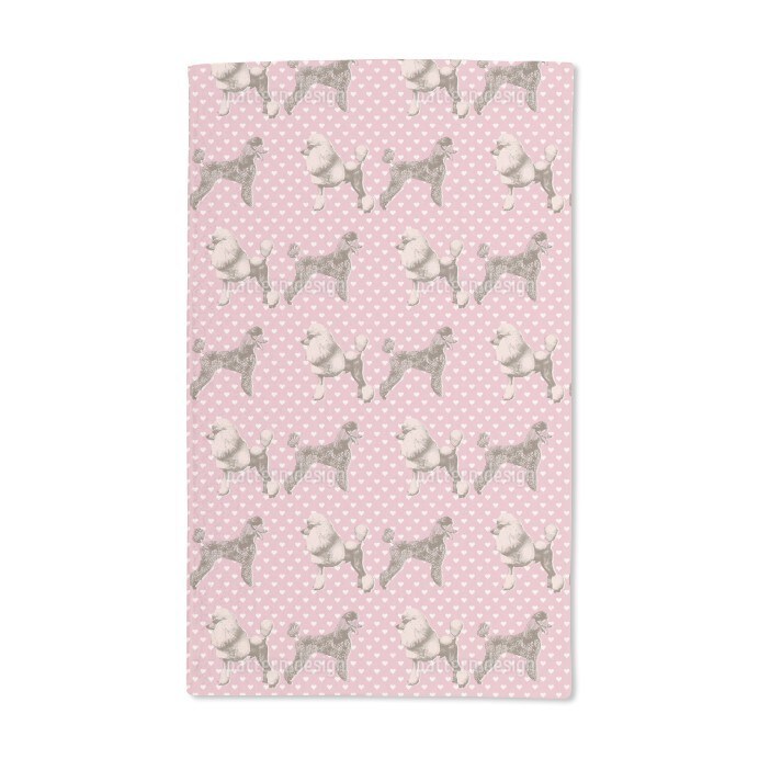 Poodles With Heart Hand Towel (Set of 2)