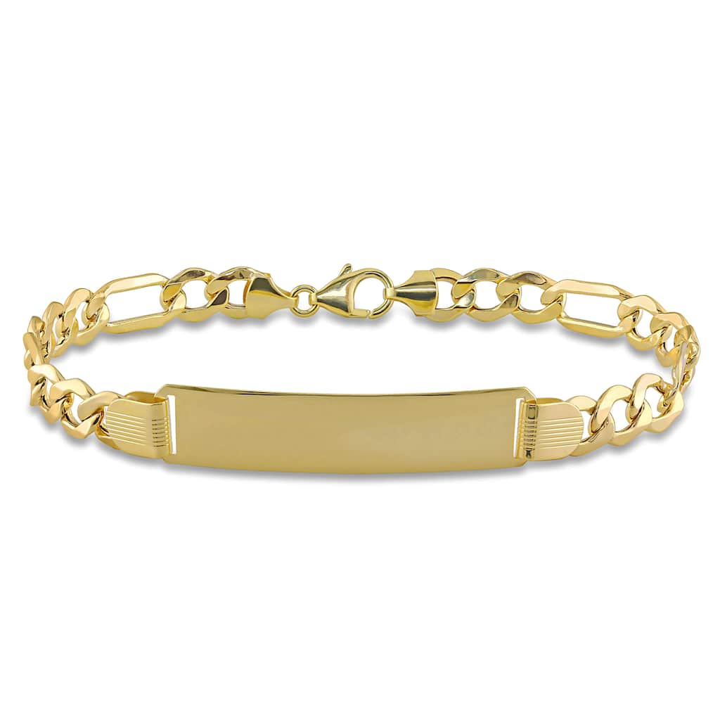 Miadora Men's Engravable Figaro-Style Link ID Bracelet in 10k Yellow Gold