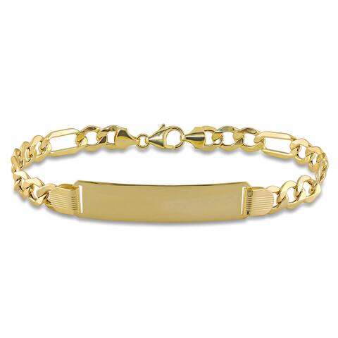 Miadora Men's Engravable Figaro-Style Link ID Bracelet in 10k Yellow Gold