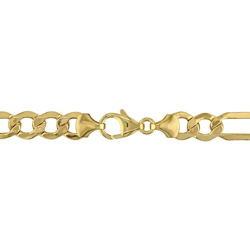 Miadora Men's Engravable Figaro-Style Link ID Bracelet in 10k Yellow Gold