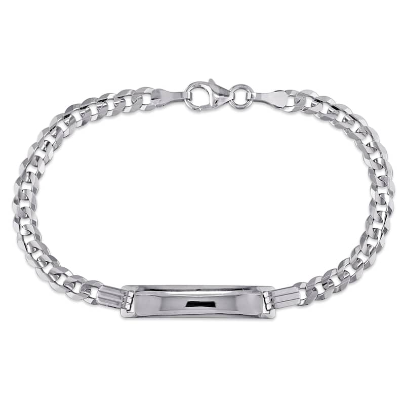Miadora Engravable Link ID Bracelet in 10k White Gold