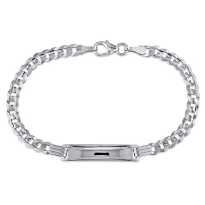 Miadora Engravable Link ID Bracelet in 10k White Gold