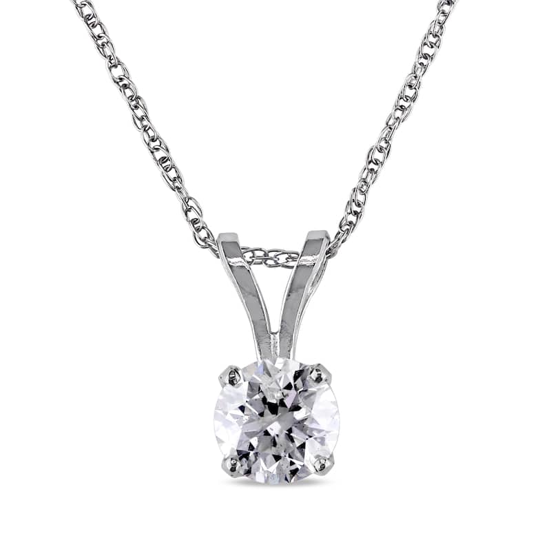 3/4ct TDW Diamond Solitaire Necklace in 14k White Gold by The Miadora Signature Collection