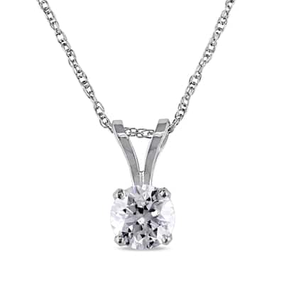 3/4ct TDW Diamond Solitaire Necklace in 14k White Gold by The Miadora Signature Collection