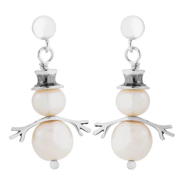 Sterling Silver Pearl Snowman Earrings Free Shipping On Sterling Silver Pearl Snowman Earrings