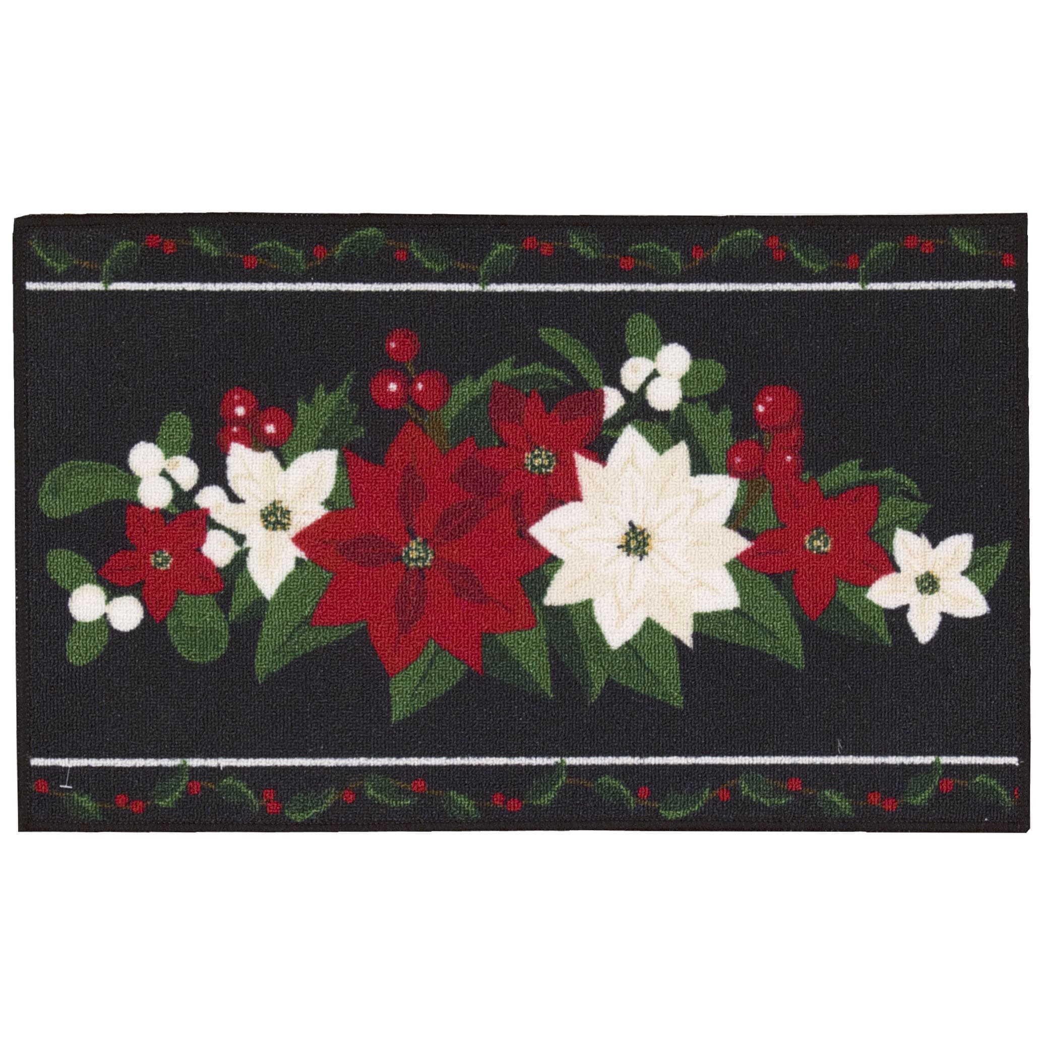 Nourison Essential Elements Poinsettia Black Accent Rug - 1'6" x 2'3"