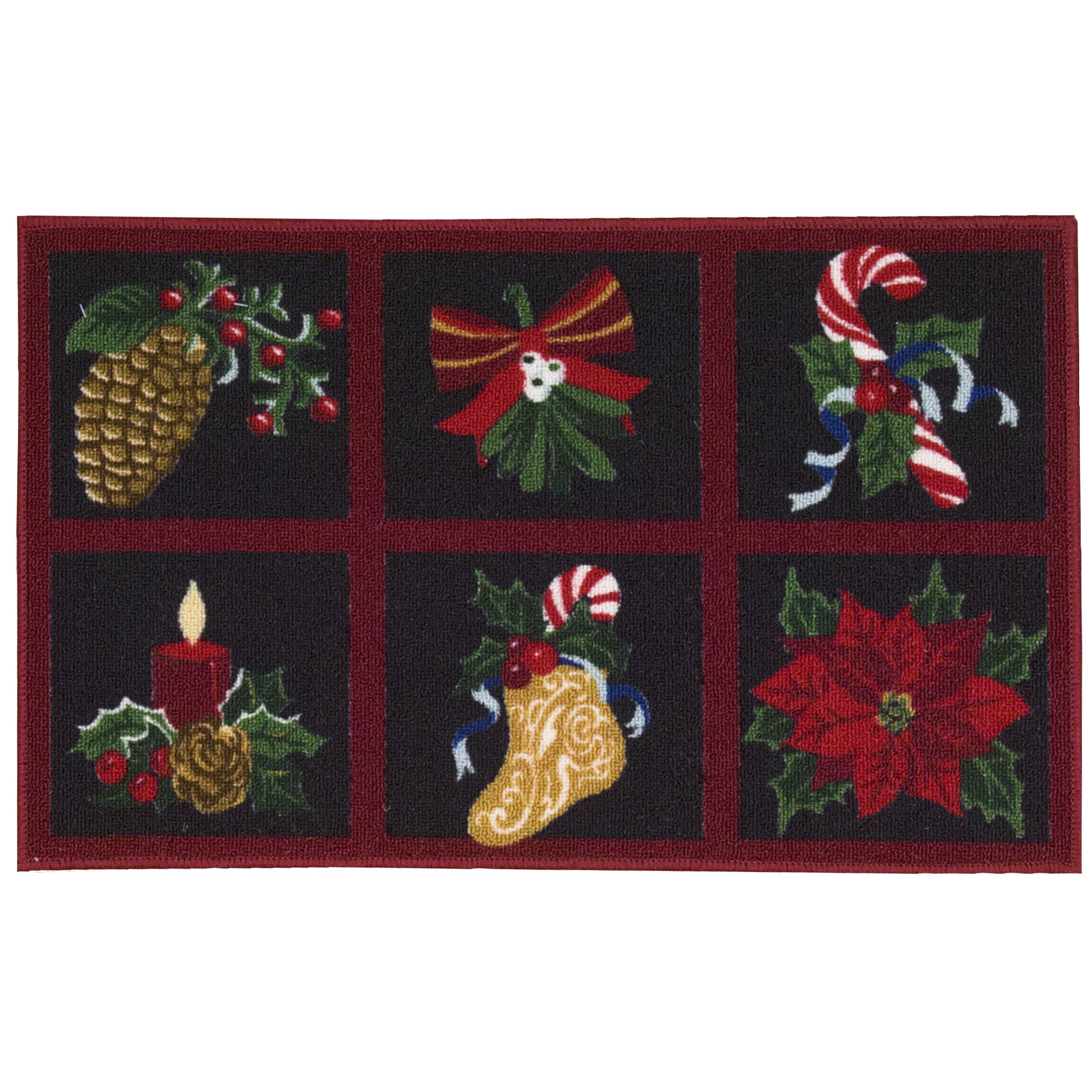Nourison Essential Elements Holiday Grid Black Accent Rug - 1'6" x 2'3"