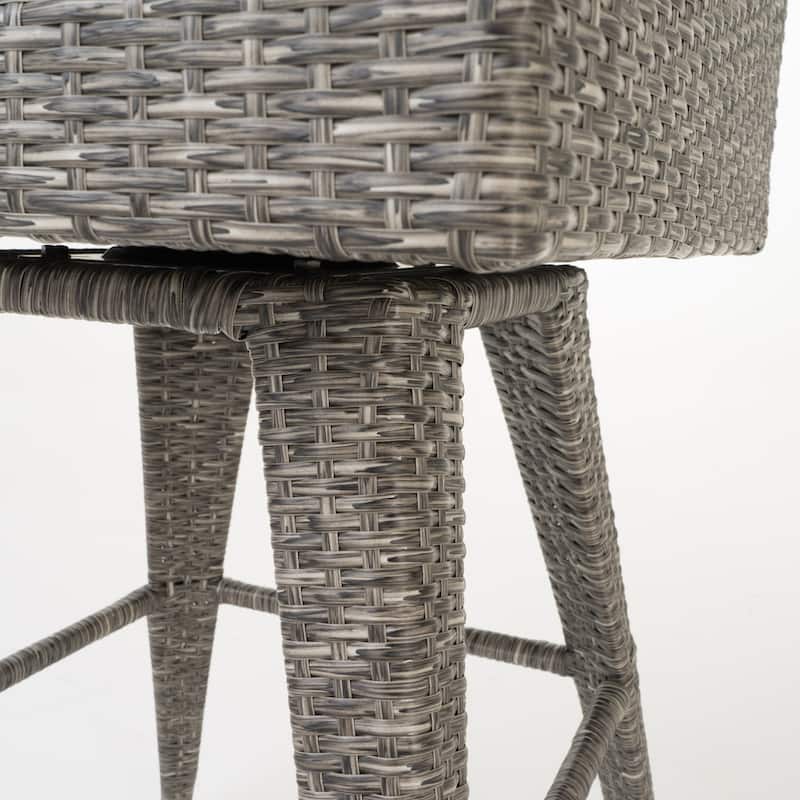 Puerta Outdoor Wicker Barstool with Cushions (Set of 2) by Christopher Knight Home