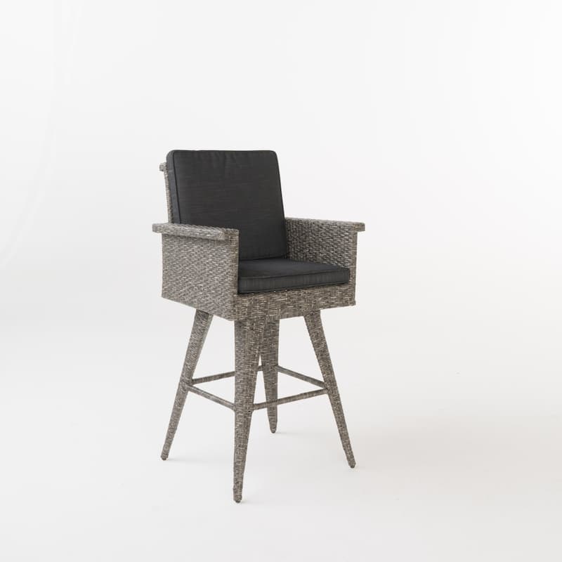 Puerta Outdoor Wicker Barstool with Cushions (Set of 2) by Christopher Knight Home