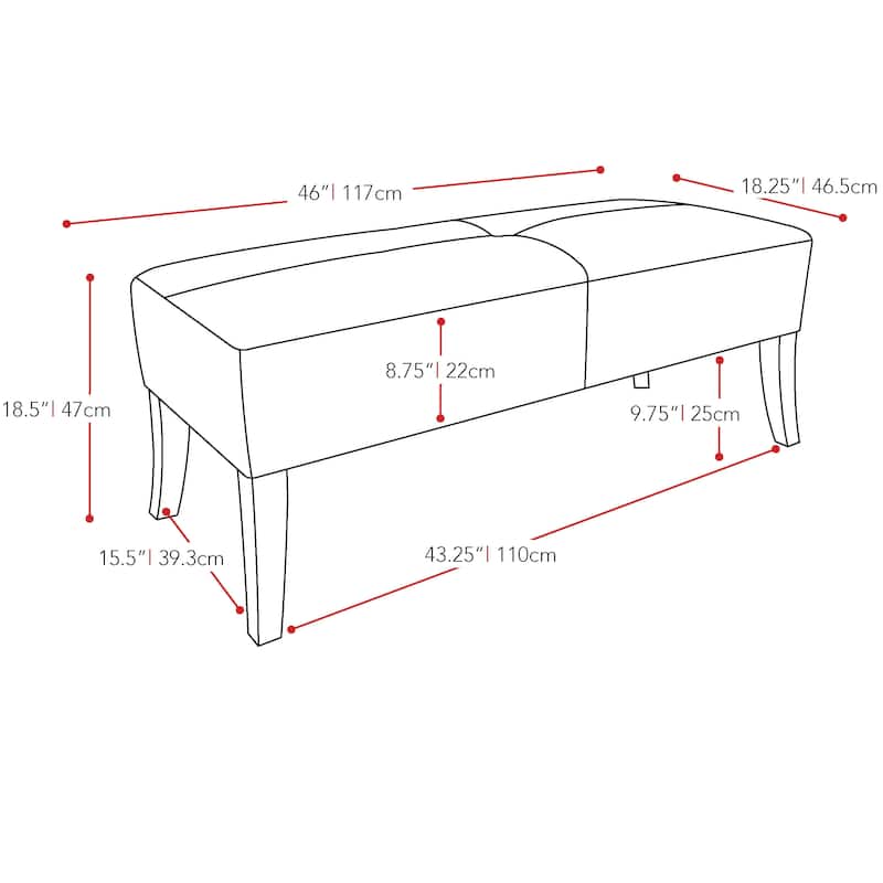 Antonio 46inch Wide Velvet Upholstered Bench