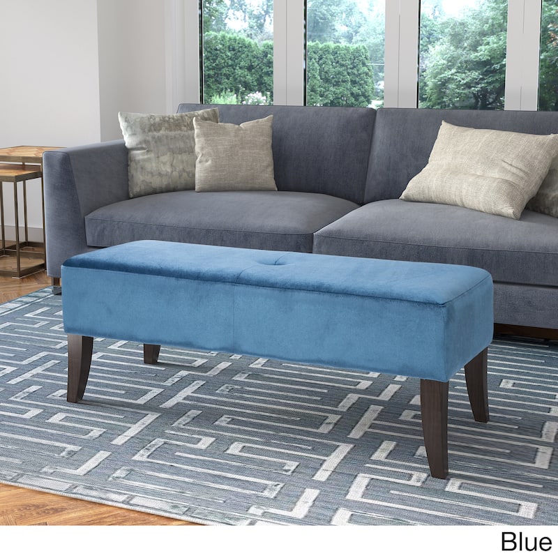 Antonio 46inch Wide Velvet Upholstered Bench - Blue