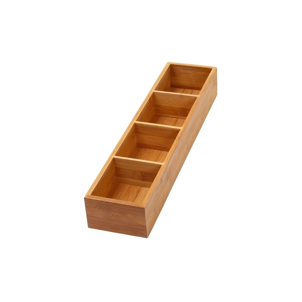 YBM Home & Kitchen Brown Bamboo Wood 4-compartment Organizer Box - On Sale  - Bed Bath & Beyond - 12635210