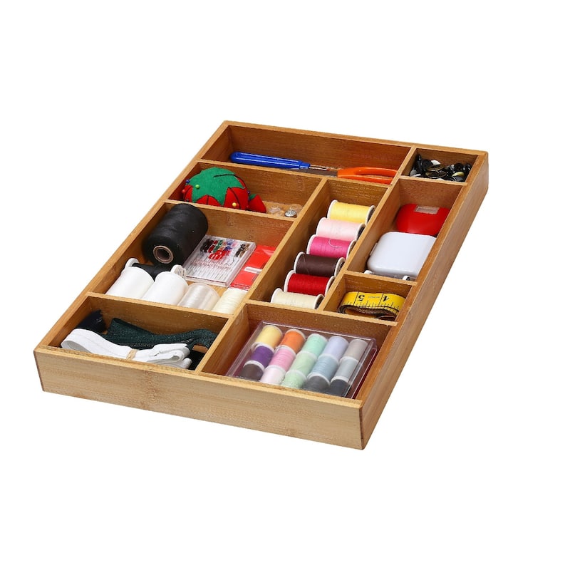 YBM Home & Kitchen Brown Bamboo Utility Drawer Dividers - 9 compartment