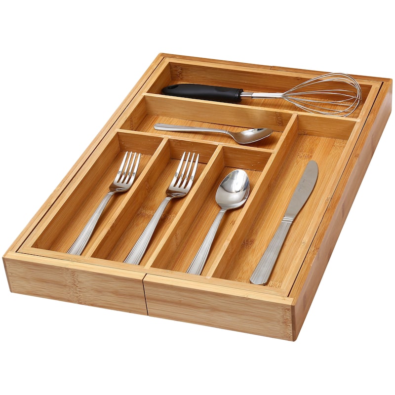YBM Home & Kitchen Expandable 6-compartment Kitchen Utensil/Flatware/Cutlery Drawer Organizer Tray