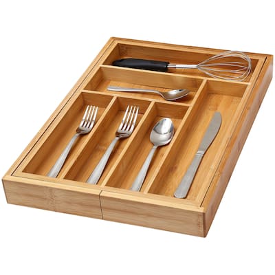 YBM Home & Kitchen Expandable 6-compartment Kitchen Utensil/Flatware/Cutlery Drawer Organizer Tray