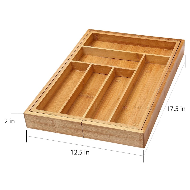YBM Home & Kitchen Expandable 6-compartment Kitchen Utensil/Flatware/Cutlery Drawer Organizer Tray