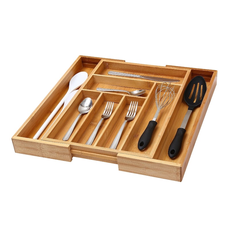 YBM Home & Kitchen Expandable 6-compartment Kitchen Utensil/Flatware/Cutlery Drawer Organizer Tray