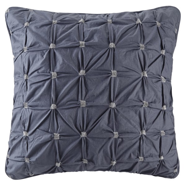 Carbon Loft Dickson Navy Cotton Embroidered Euro Sham