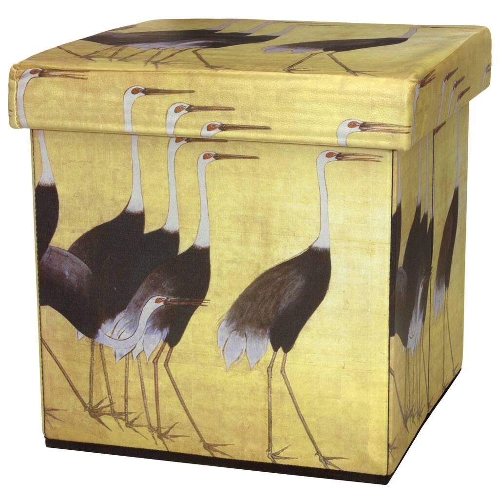 Handmade March of the Cranes Storage Ottoman (China)