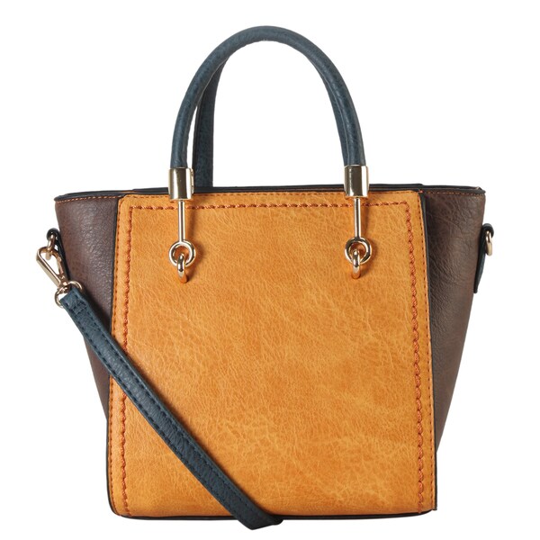 Shop Diophy Faux Leather Two-tone Mini Top Handle Tote Bag with Removable Strap - Free Shipping ...