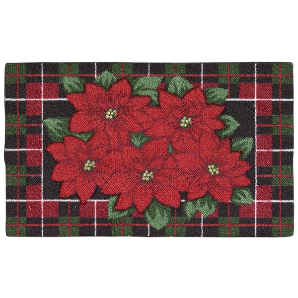 slide 1 of 1, Nourison Enhance Poinsettia Black Accent Rug - 1' 6" x 2' 3"