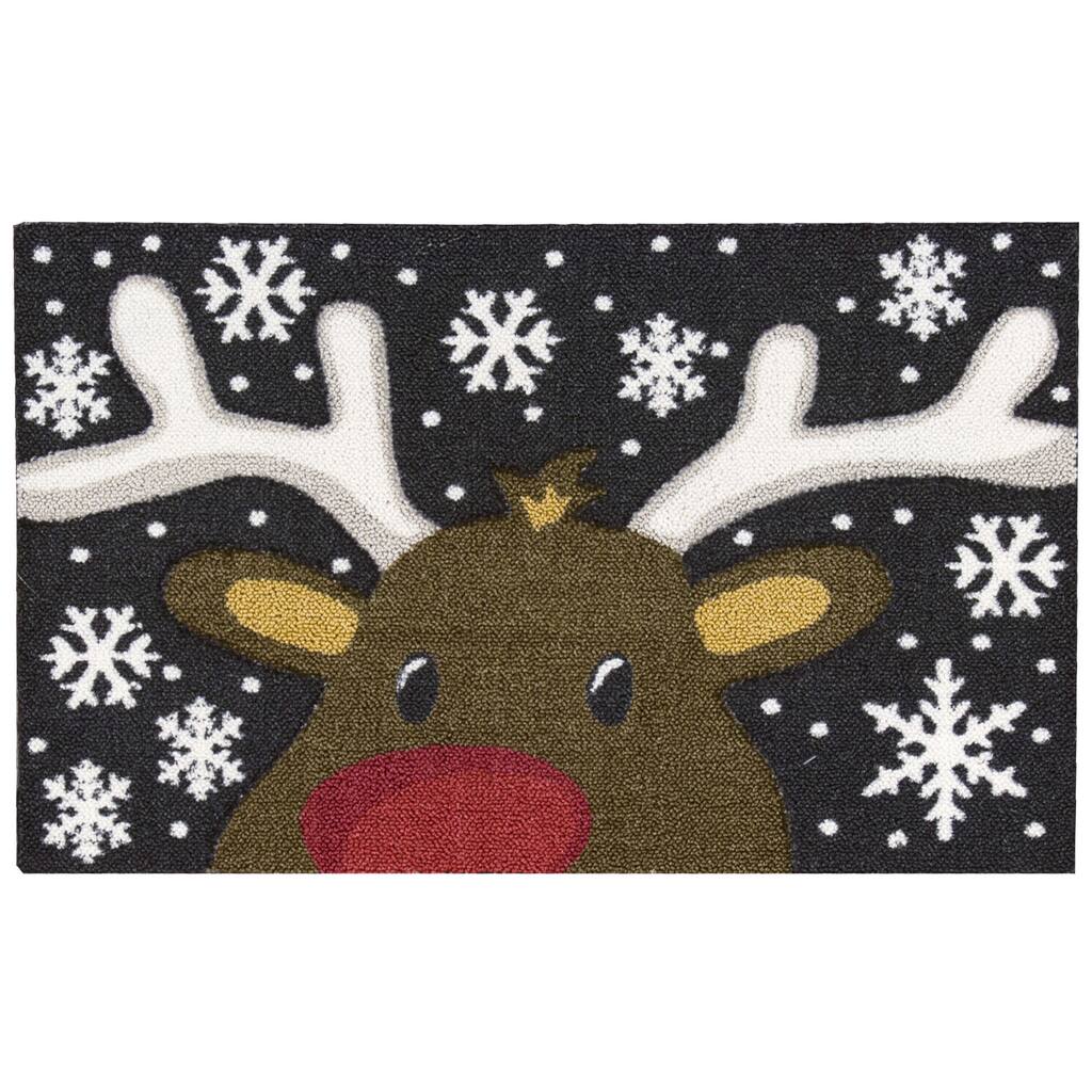 Nourison Enhance Reindeer Snowflakes Black Accent Rug - 1'6" x 2'3"