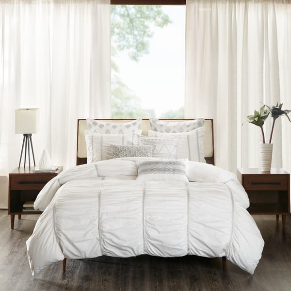 Shop Ink Ivy Reese White Cotton Percale Ruched Metallic Twill