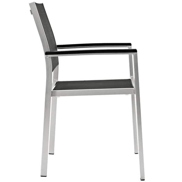 Shop Modway Shore Black Mesh And Aluminum Outdoor Patio Dining Chair Overstock 12636055 Silver Black