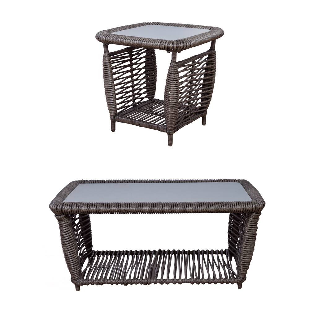 Somette Amalfi Wicker Coffee and End Table Set