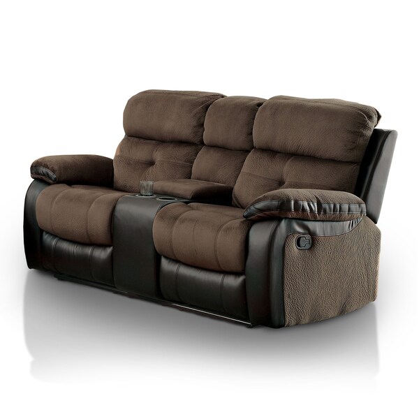 benzara double glider recliner loveseat with center console