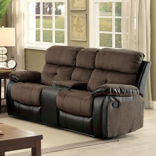 Ferg Transitional Brown Fabric Upholstered Cushions Reclining Loveseat ...