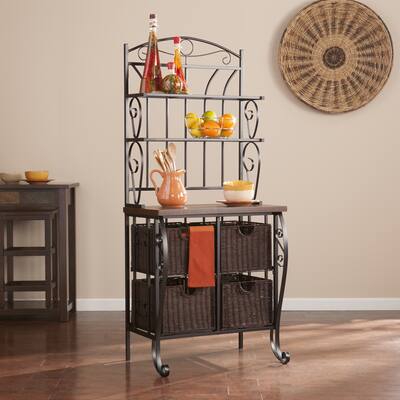 SEI Furniture Drexell Baker's Rack and Storage Baskets