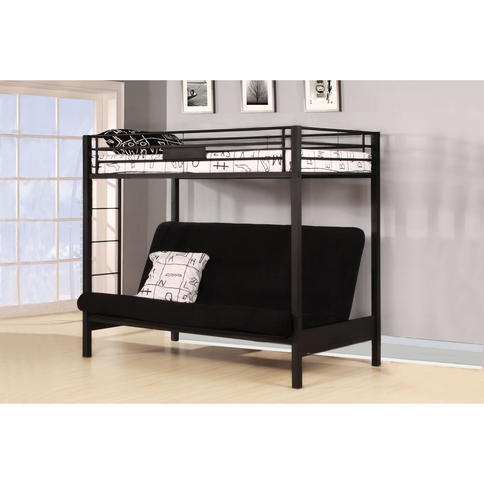 Kareella Twin Over Full Futon Bunk Bed Brown Coffee Overstock 12636821