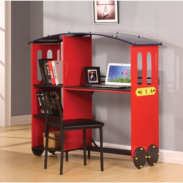 Shop Tobi Red and Black Desk and Bookcase Free Shipping Today