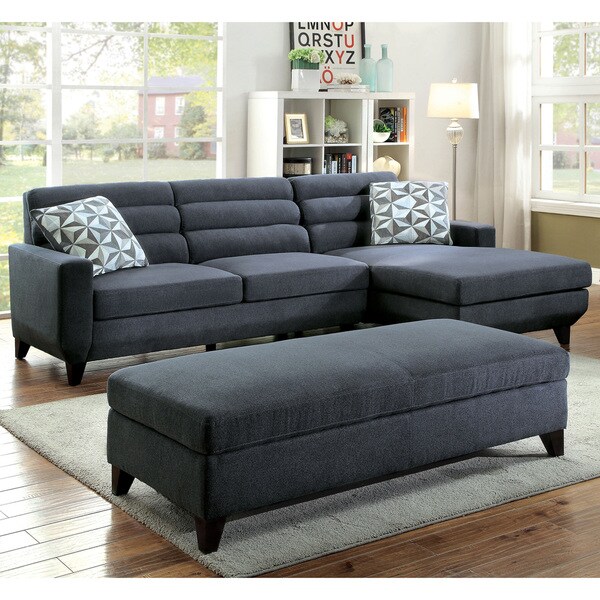 Shop Furniture of America Brixon Contemporary Dark Grey Padded Fabric L