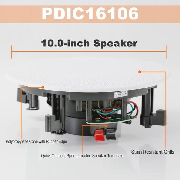 Shop Pyle Pdic16106 White 10 Inch 300 Watt Dual In Wall In