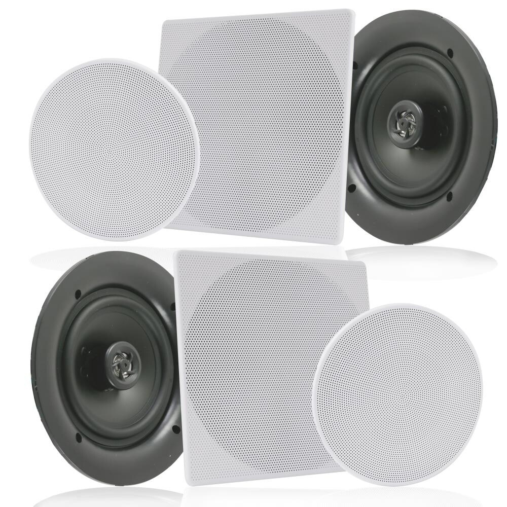 Pyle Pdic16106 White 10 Inch 300 Watt Dual In Wall In Ceiling 2 Way Flush Mount Home Speakers