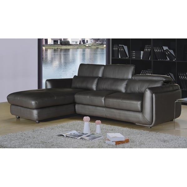 Shop Ron Modern Brown Leather 2 Piece Sofa And Chaise Sectional