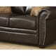 preview thumbnail 2 of 1, Louis Traditional Brown Italian Leather Stationary Loveseat - N/A