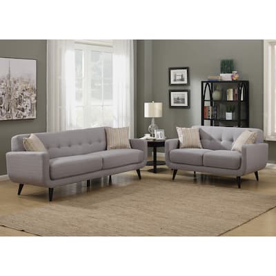 Crystal Grey 2-Piece Sofa and Loveseat Living Room Set