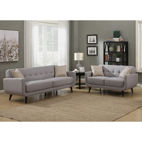 Crystal Grey 2-Piece Sofa and Loveseat Living Room Set