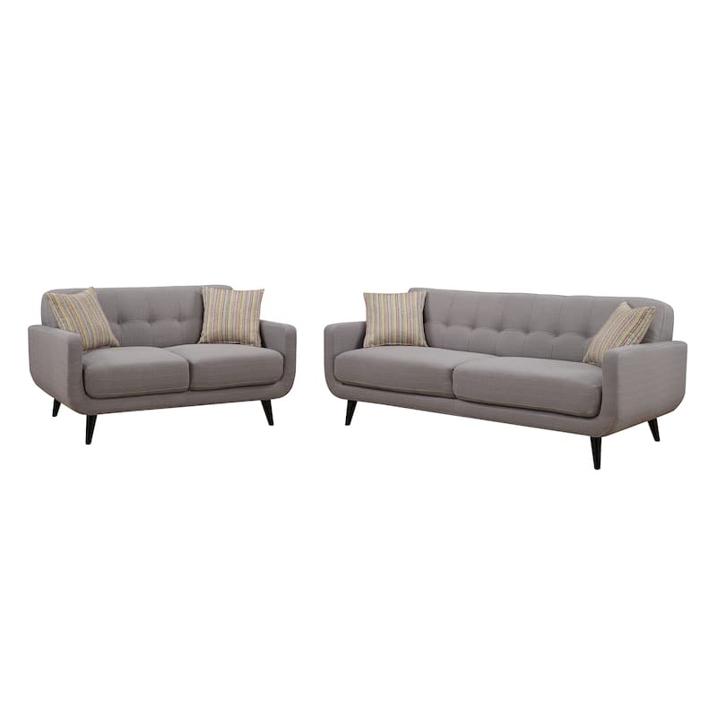 Crystal Grey 2-Piece Sofa and Loveseat Living Room Set