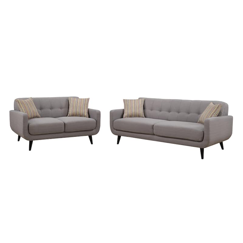 Crystal Grey 2-Piece Sofa and Loveseat Living Room Set