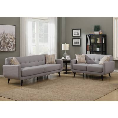 Crystal Grey 2-Piece Sofa and Loveseat Living Room Set