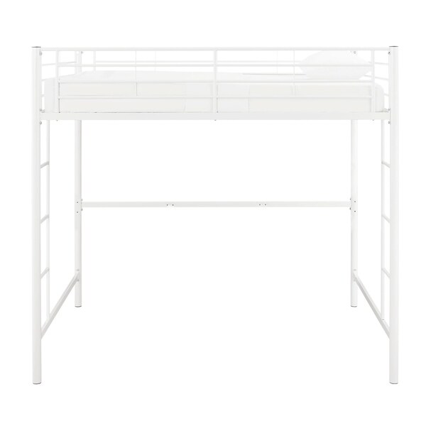 white metal loft beds