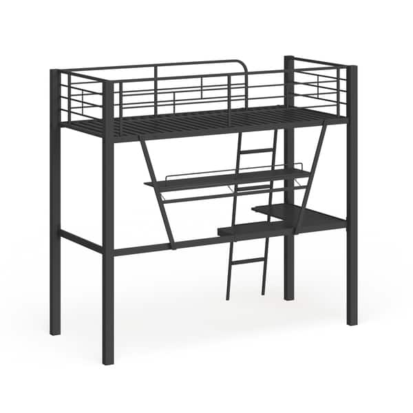 Shop Senon Loft Bed With Desk Silver Black Free Shipping