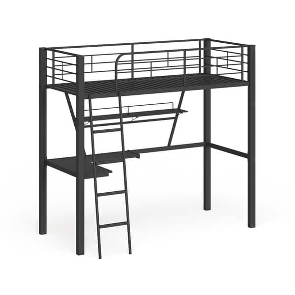 Shop Senon Loft Bed With Desk Silver Black Free Shipping