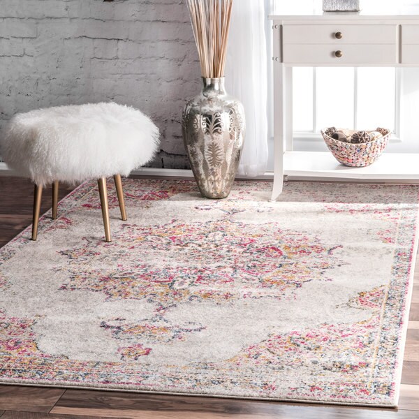 nuLOOM Vintage Persian Medallion Pink Rug - 4' x 6'