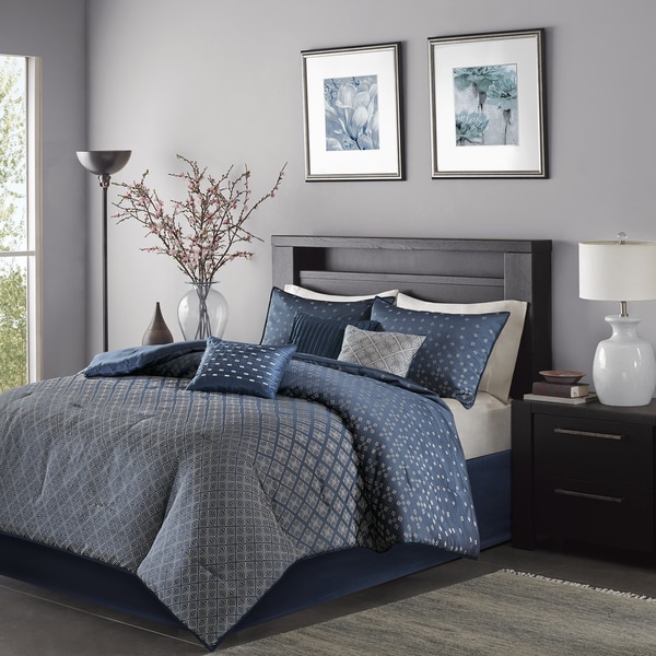 Madison Park Morris Navy 7 Piece Comforter Set