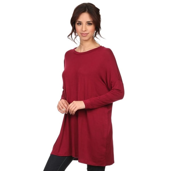 Shop Women's Solid-colored Rayon and Spandex Long-sleeve Top - On Sale ...